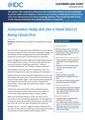 Automation helps AIA get a head start in being cloud-first