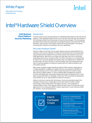 Intel ® Hardware Shield Overview