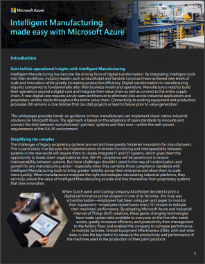 Intelligent Manufacturing made easy with Microsoft Azure
